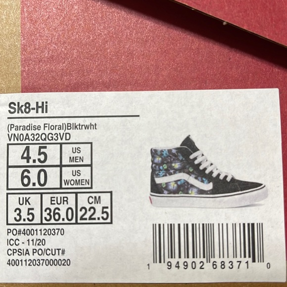 Vans WMNS Sk8-Hi Paradise Floral Black/True White Sneakers - Picture 16 of 16